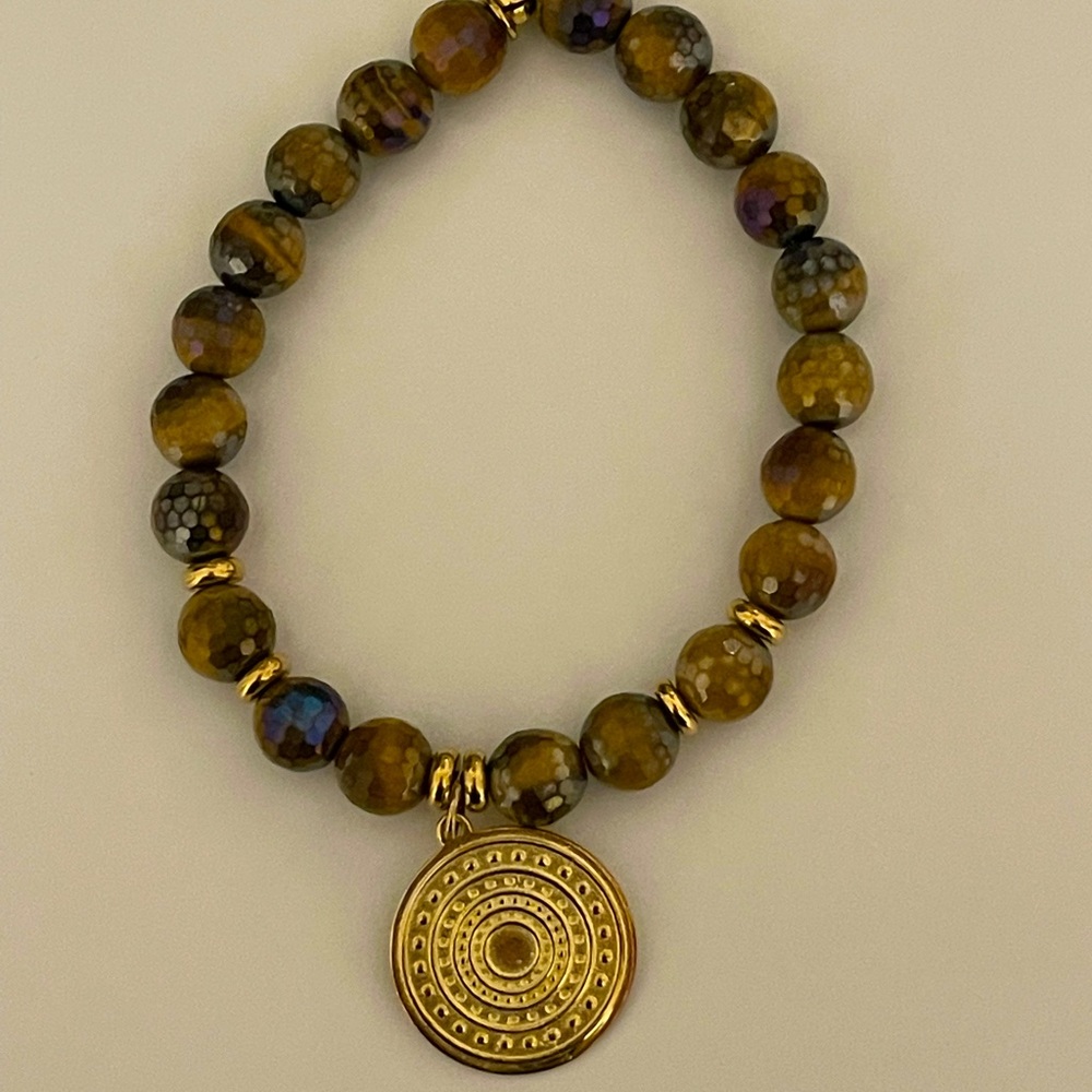 Tiffany Jazelle Tigers Eye Family Circle Bracelet GOLD
